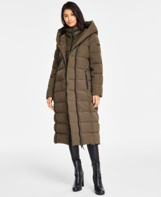 DKNY Women's Bibbed Shawl Collar Hooded Puffer Coat - Macy's | Macy's