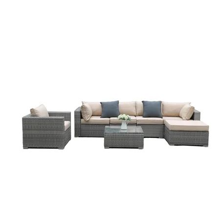 BaytoCare 7 Pieces Patio Furniture Set All-Weather Outdoor Sectional Sofa | Walmart (US)