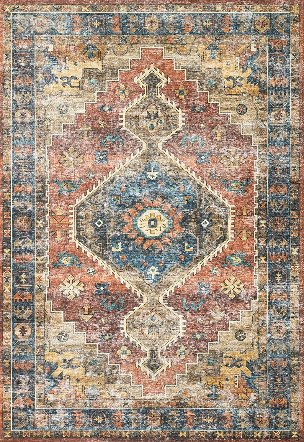 Loloi II Skye Collection SKY-11 RUST / BLUE, Traditional 7'-6" x 9'-6" Area Rug | Amazon (US)