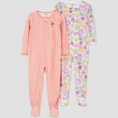 Carter's Just One You®️ Toddler Girls' 2pk Gingham Floral Footed Pajama - Pink | Target