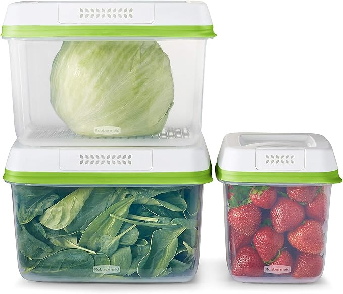Rubbermaid FreshWorks Produce Saver, Medium and Large Storage Containers, 6 Piece Set | Amazon (US)