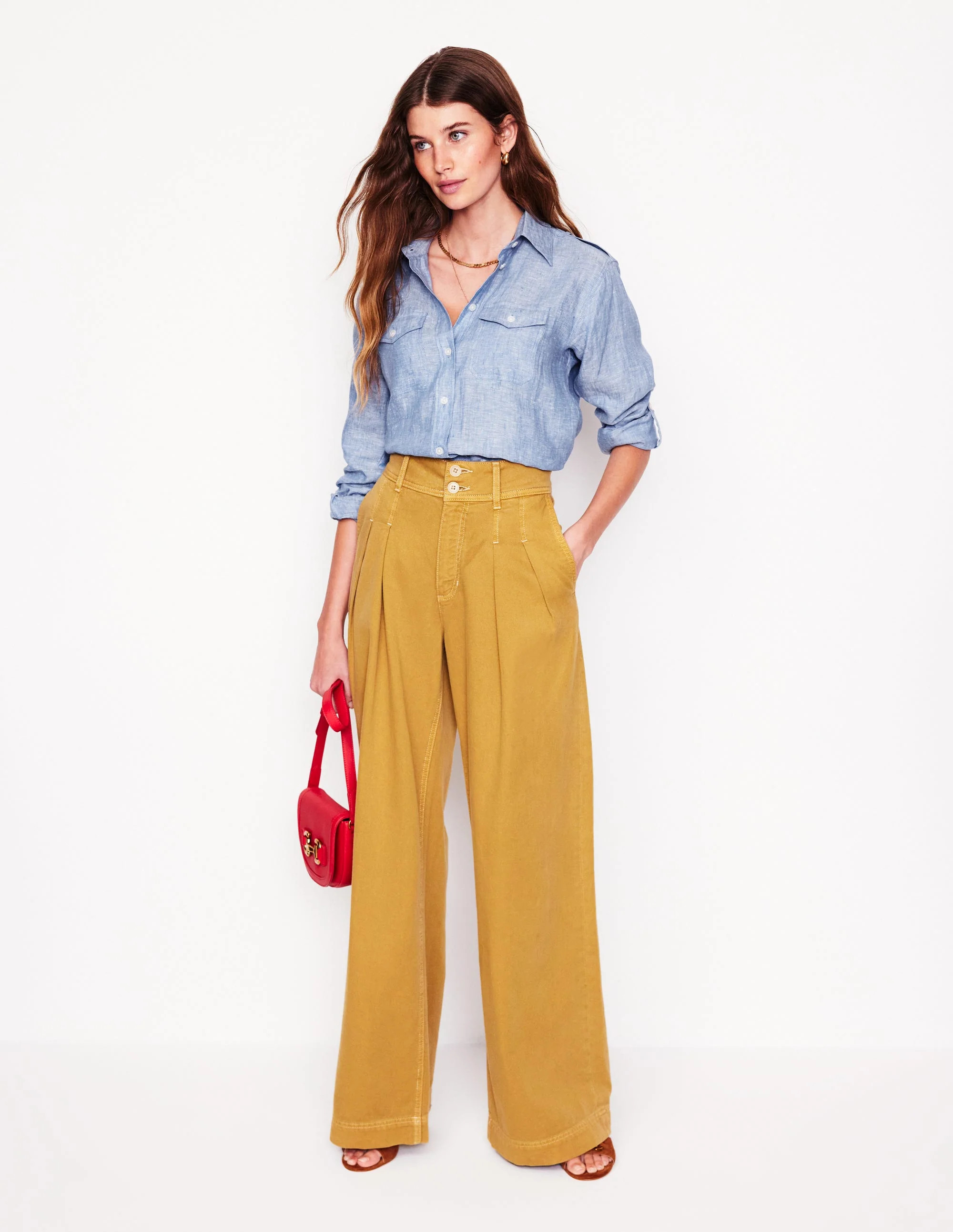 Longline Linen Safari Shirt-Chambray | Boden (US)