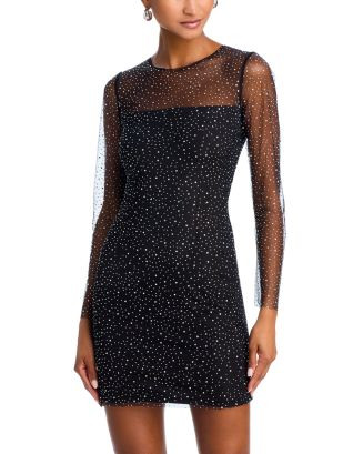 AQUA Embellished Mesh Mini Dress - Exclusive  | Bloomingdale's Women | Bloomingdale's (US)