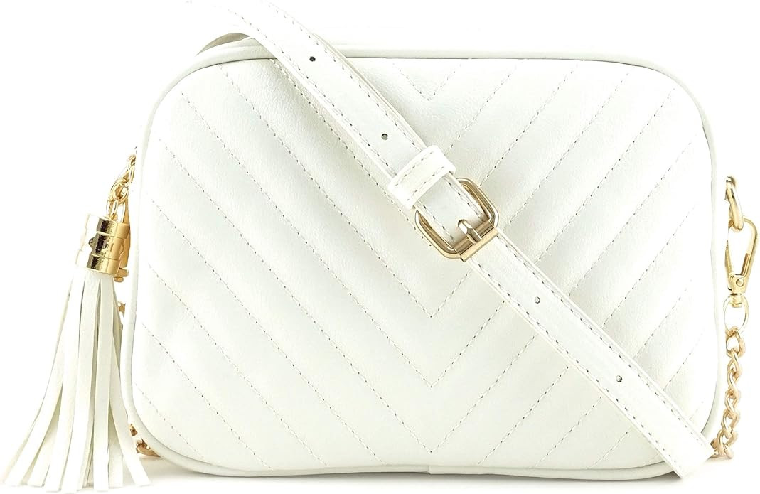 Simple Shoulder Crossbody Bag With Metal Chain Strap And Tassel Top Zipper | Amazon (US)