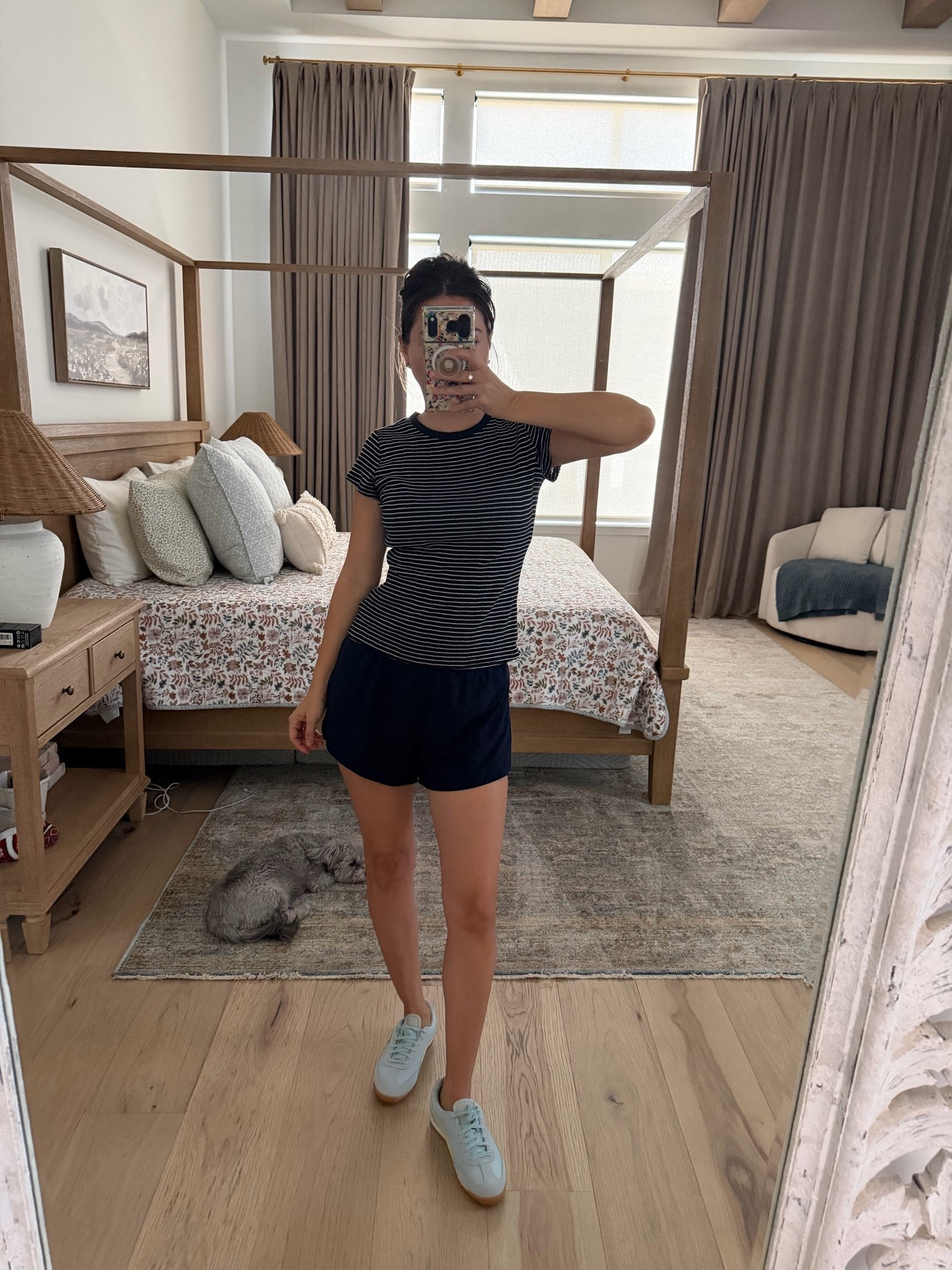 Active outfit but put together I wear this navy blue short and stripe tee combo a lot 😊 

Top small
Shorts small
Sneakers 6

#LTKgrwm #LTKPetite #LTKActive