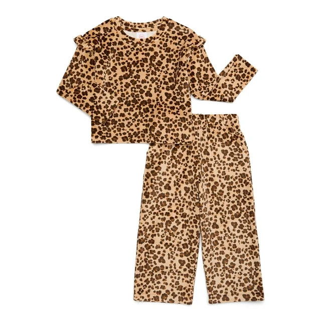 Wonder Nation Toddler Girl Velour Top and Pants Set, Sizes 12 Months-5T | Walmart (US)