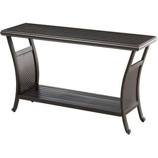 Hanover Traditions Aluminum Slat-Top Outdoor Console Table TRADCONTBL - The Home Depot | The Home Depot