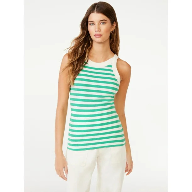 Free Assembly Women's Ribbed Racer Back Tank Top, Sizes XS-XXXL | Walmart (US)