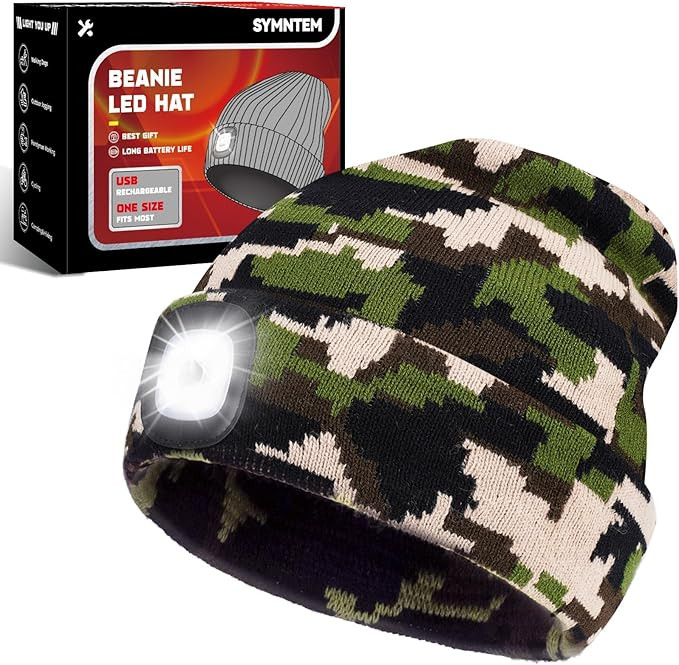 Unisex Beanie Hat with Light, Rechargeable Headlight Cap, Stocking Stuffers for Men, Cool Gadget ... | Amazon (US)