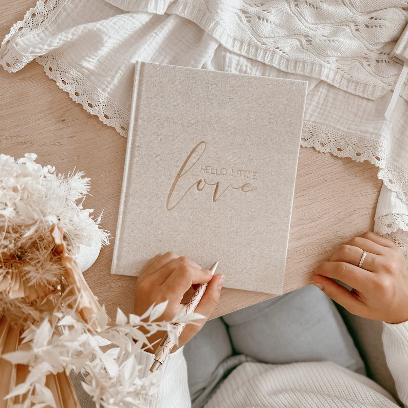 Sand Linen  Baby Memory Book  Baby Journal  Newborn Baby  - Etsy | Etsy (US)