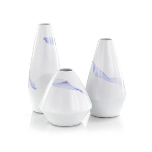 John-Richard Set of Three Lavender Wave Glaze on White Porcelain Vases | Gracious Style