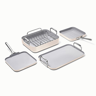 Caraway Home Square Cookware Set Cream Set of 7 | The Container Store