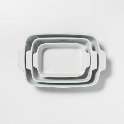 3pc Stoneware Bakeware Set Blue - Threshold™ | Target