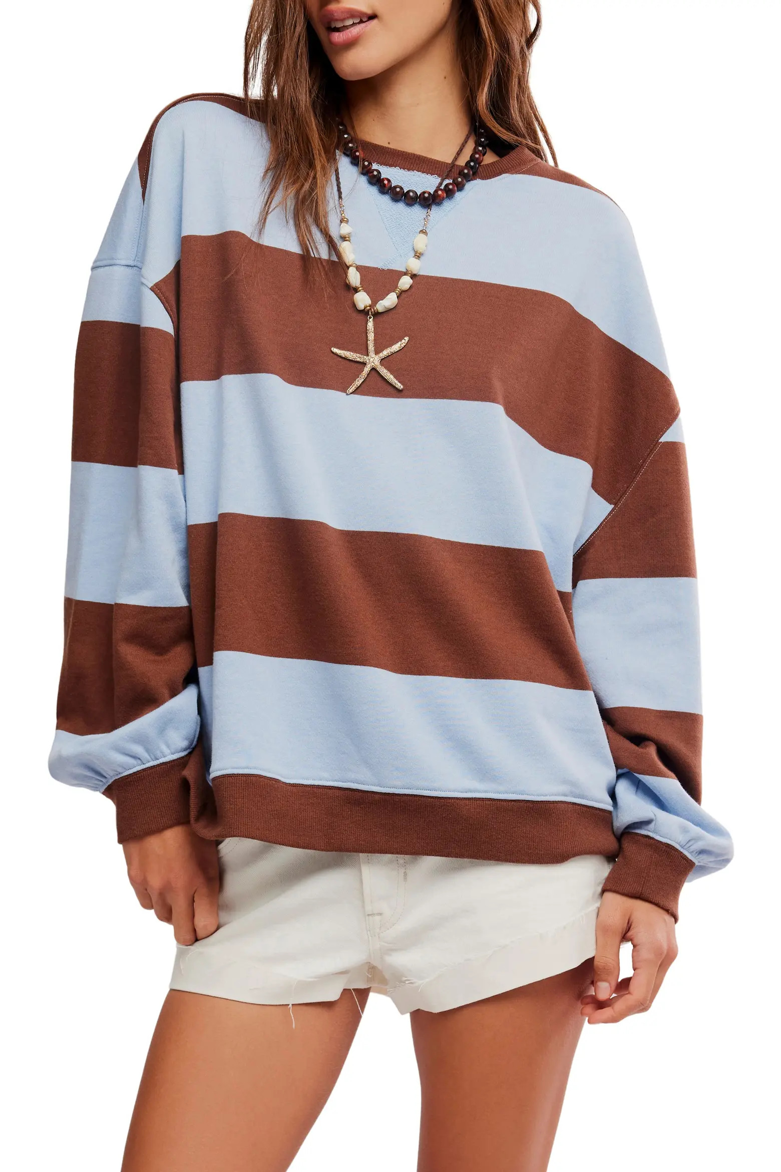 Free People Oversize Stripe Sweatshirt (Women) | Nordstrom | Nordstrom