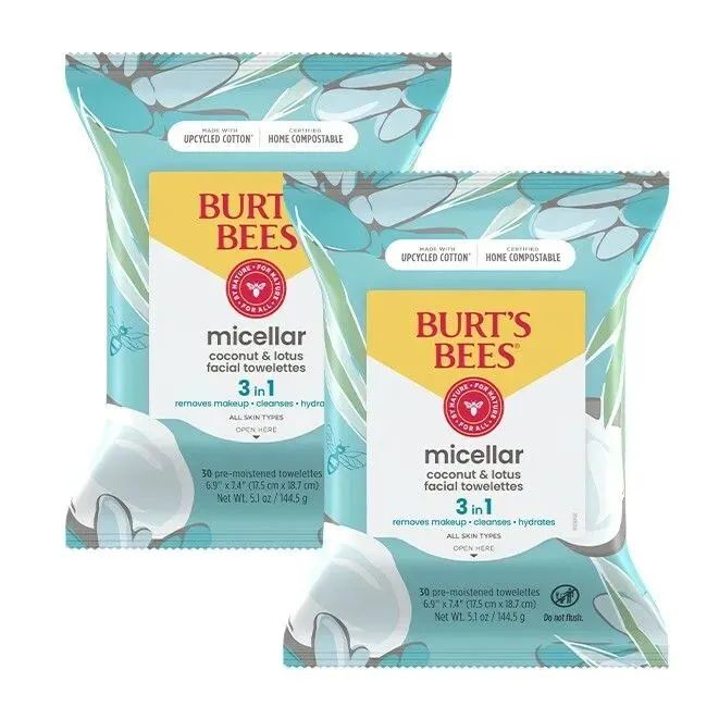 Micellar 2-pack Makeup Removing Towelettes with Coconut + Lotus | Burt's Bees