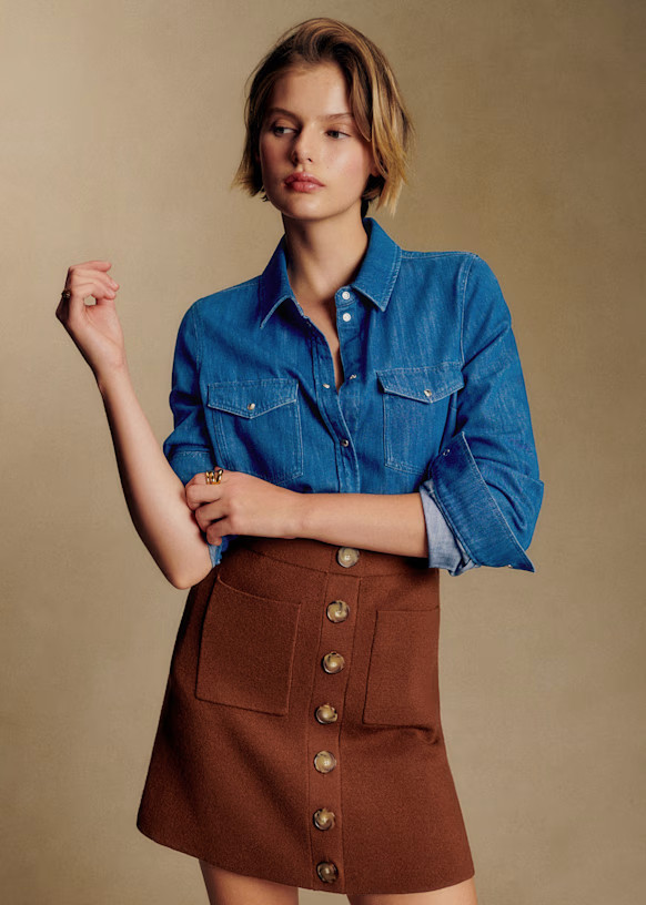 Louisa Skirt - Hazelnut - Merino Wool - Sézane | Sezane Paris - US