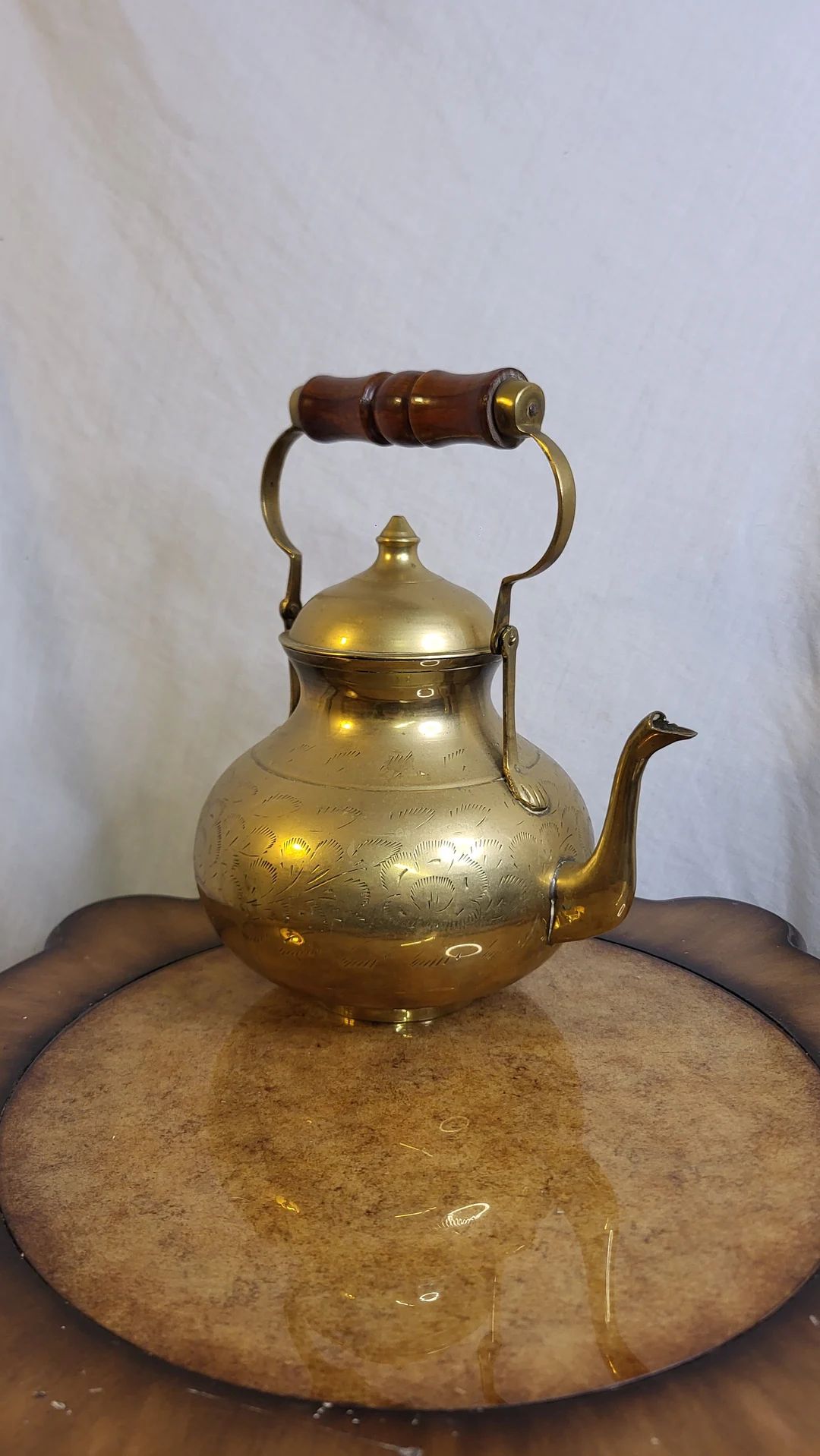Vintage Brass Teapot With Wooden Handle - Etsy UK | Etsy (UK)