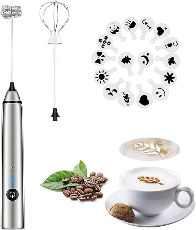 Milk Frother Handheld Rechargeable Electric Foam Maker, Drink Mixer with Stainless Steel Whisk an... | Amazon (US)