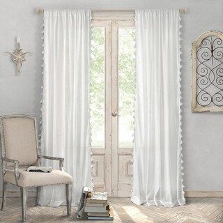 Bianca Semi-Sheer Window Curtain with Tassels (52" W X 84" L - White) | Bed Bath & Beyond