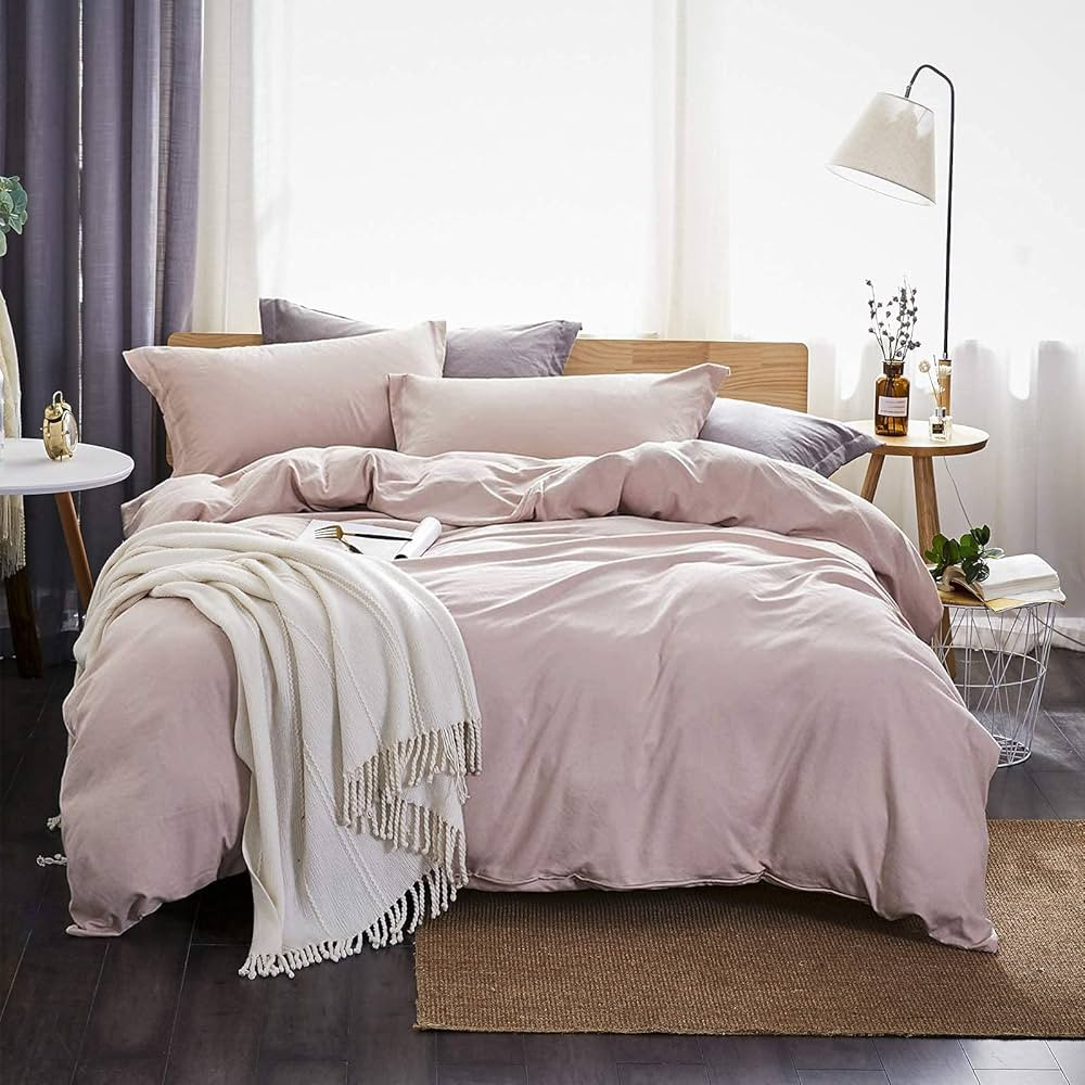 Dreaming Wapiti Duvet Cover Queen,Washed Microfiber Pink Queen Size Duvet Cover Set,Solid Color -... | Amazon (US)