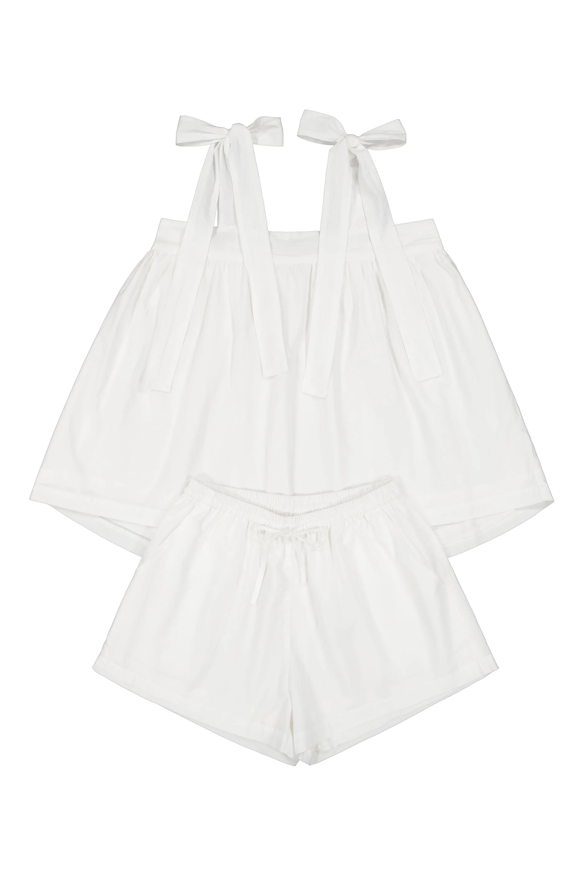 Suzie Tie Sleep Set - White Washed Cotton | Piyama US