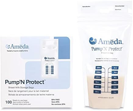 Ameda Pump'N Protect Breast Milk Storage Bags 6oz, 100pc, Resealable Breast Milk Storage Bags for... | Amazon (US)