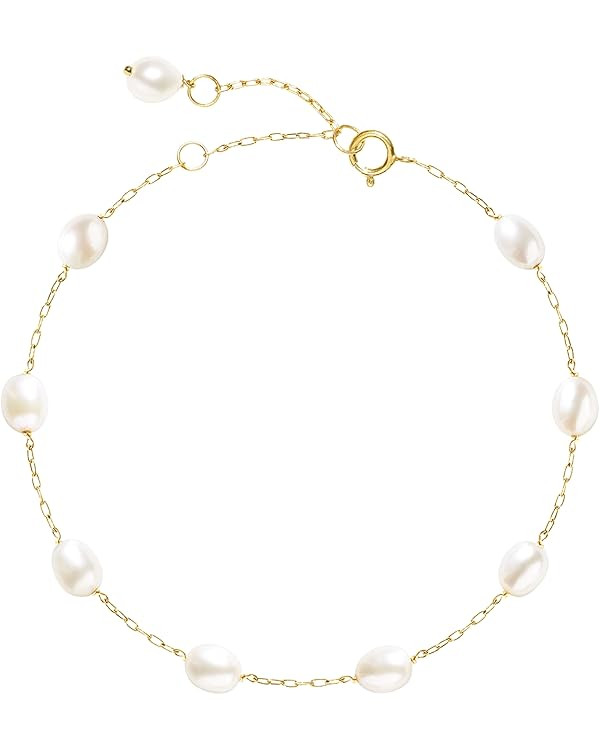 COMOTO Pearl Bracelet for Women 14K Gold Filled Freshwater Cultured Pearl Handmade Bracelet Tin C... | Amazon (US)