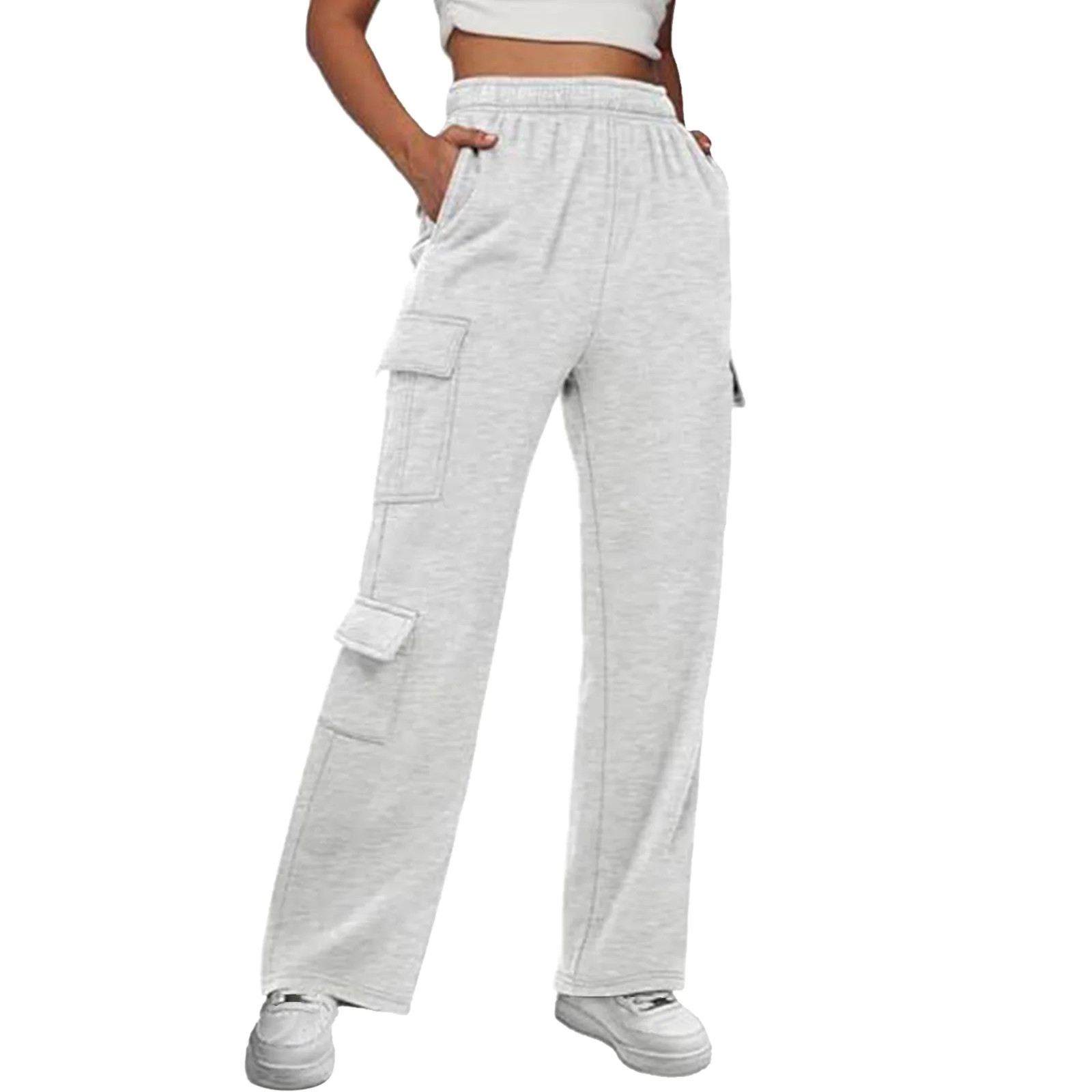 Womens Cargo Sweatpants Wide Leg Lined Pants For Women Fall Winter Baggy High Waisted Joggers Wit... | Walmart (US)