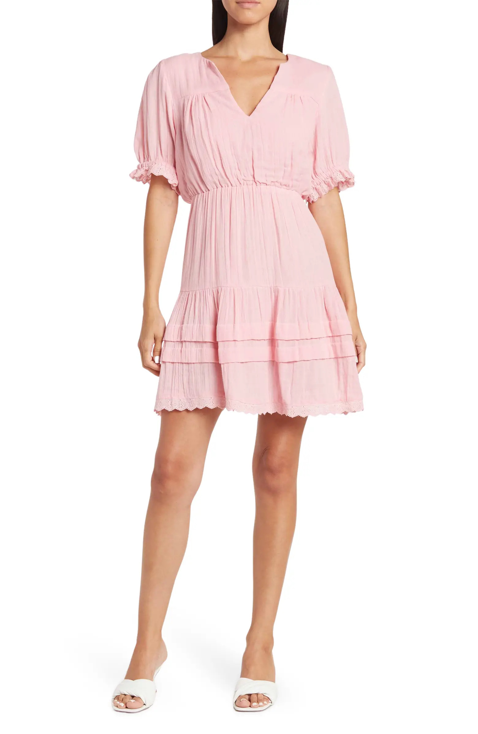 Maisie Eyelet Trim Tiered Ruffle Cotton Dress | Nordstromrack | Nordstrom Rack