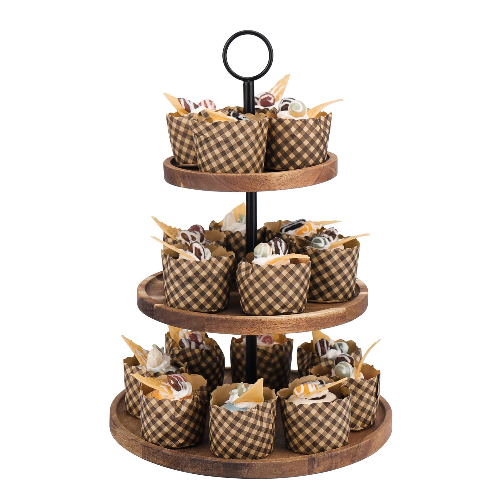 3 Tier Cupcake Stand, Wood Tiered Serving Tray Cupcake Tower, Serving Stand Display Dessert Cooki... | Amazon (US)