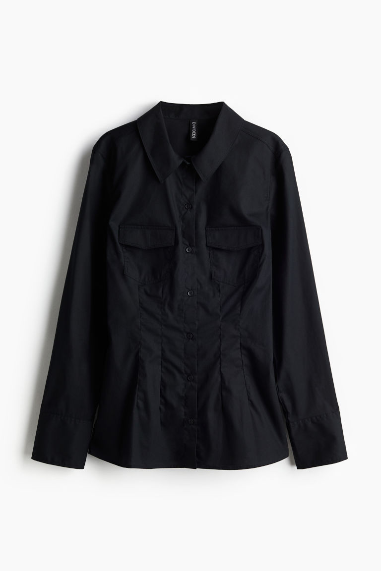 H & M - Tapered-Waist Cargo Shirt - Black | H&M (US + CA)