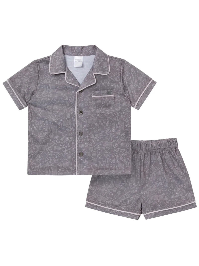 Modern Moments by Gerber Gender Neutral Coat Pajama Short Set, 2-Piece, Sizes 12 Months - 5T | Walmart (US)
