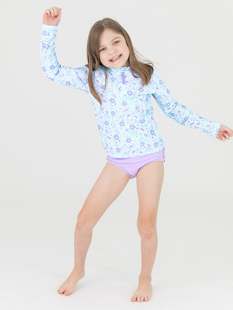 Long Sleeve Zipper Rash Guard 2-Piece | RuffleButts / RuggedButts