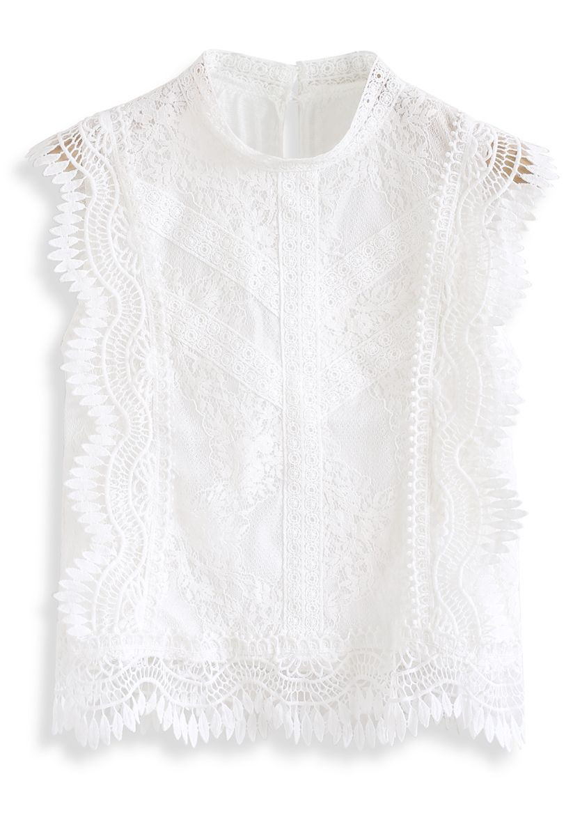 Lace is More Sleeveless Top in White | Chicwish