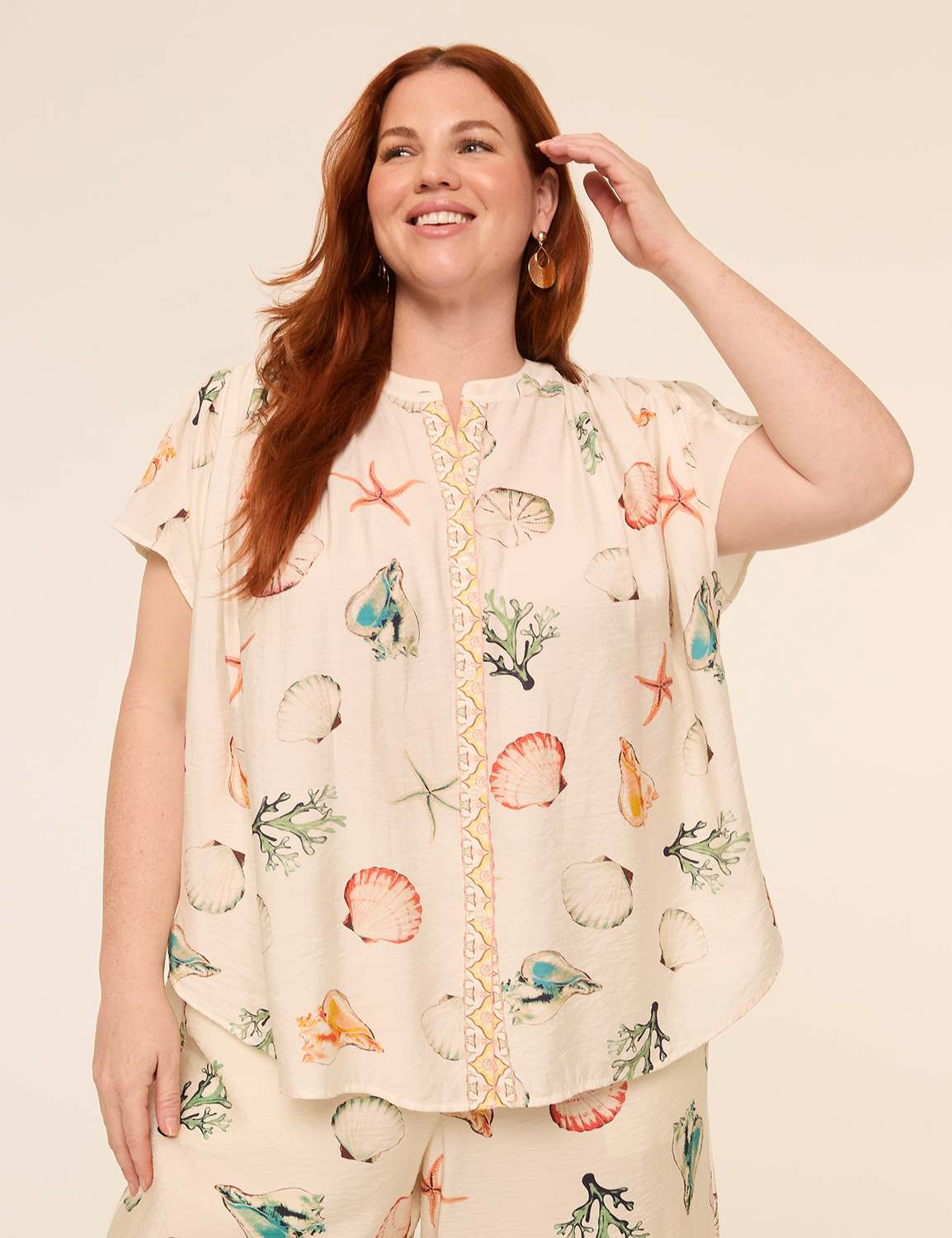 Flutter-Sleeve Button-Front Popover Blouse | Lane Bryant (US)