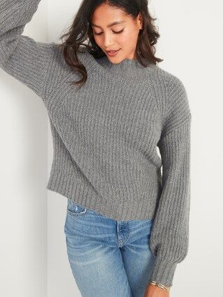Cozy Shaker-Stitch Mock-Neck Sweater for Women | Old Navy (US)