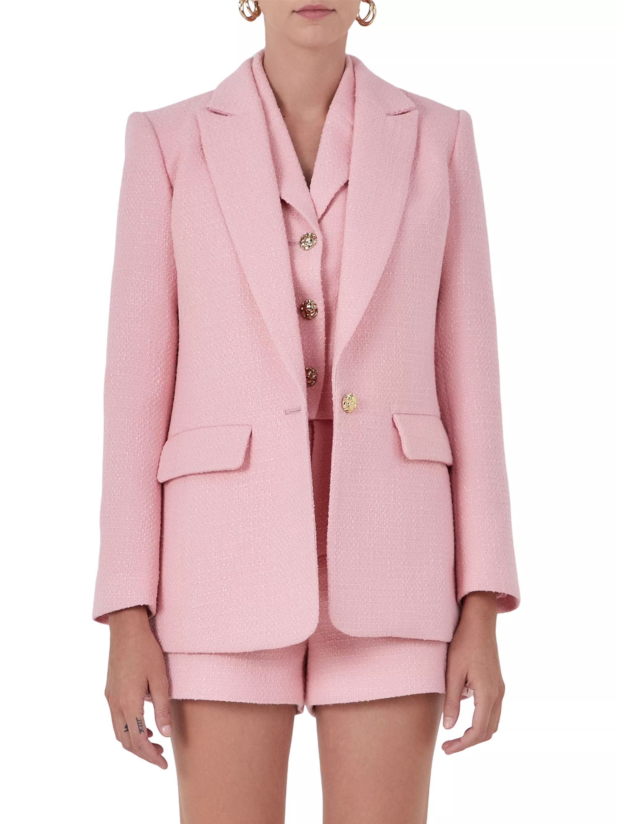 Shop Endless Rose Tweed Single Breast Blazer | Saks Fifth Avenue | Saks Fifth Avenue