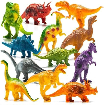 12 Pack of 7 Dinosaur Toy Figures with Educational Dinosaur Book, Large Plastic Dinosaur Toys Set... | Amazon (US)