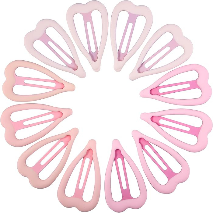 12 PCS Metal Snap Hair Clips Heart Shape Barrettes for Women Non Slip Accessories For Thick and T... | Amazon (US)