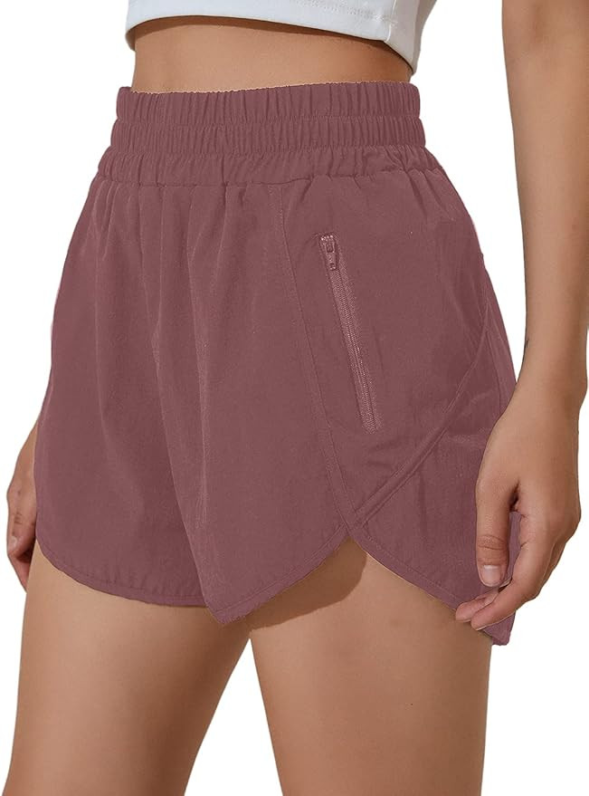 BMJL Women's Running Shorts Elastic High Waisted Shorts Pocket Sporty Workout Shorts Quick Dry At... | Amazon (US)