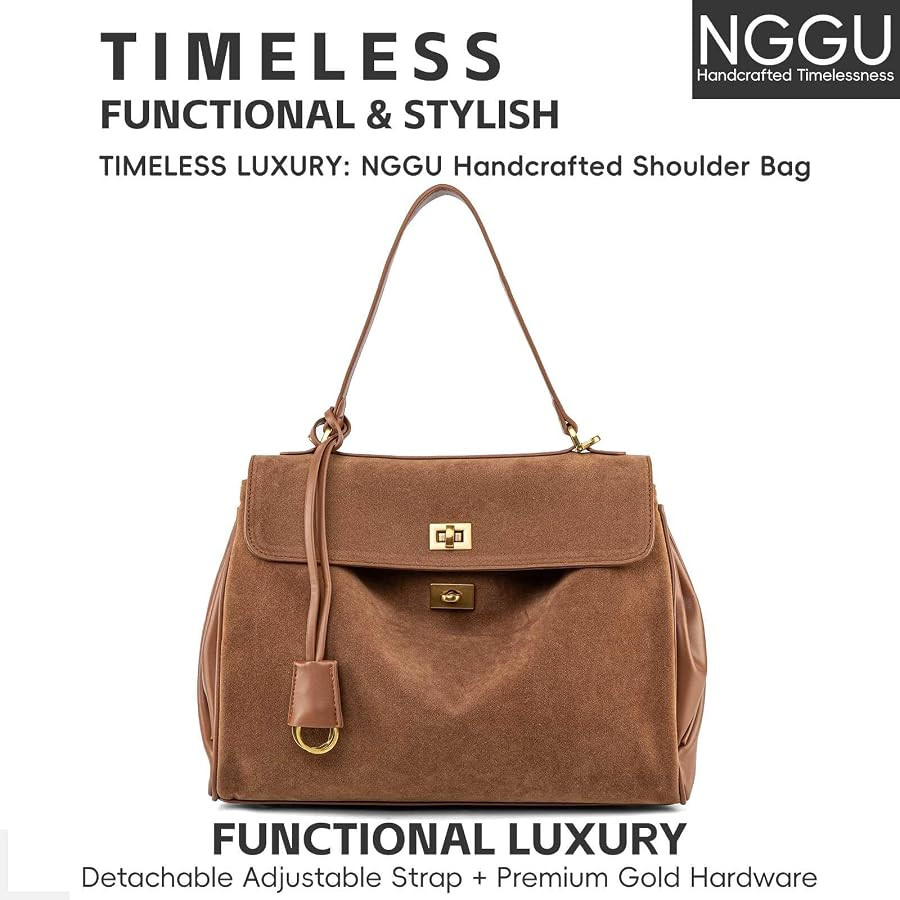 Suede & Leather Tote Bag for Women,Soft Leather Shoulder Handbags for Ladies,Satchel Purse for Tr... | Amazon (US)