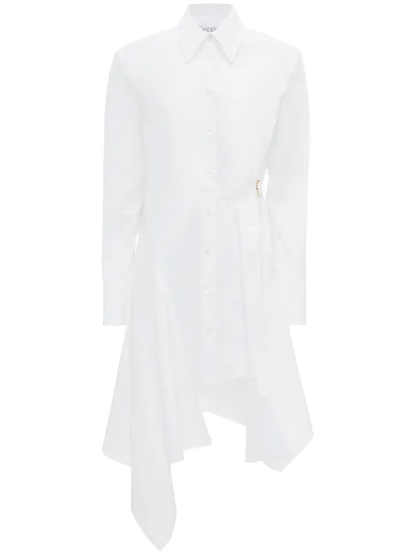 JW Anderson Asymmetric Cotton Shirtdress | White | FARFETCH SI | Farfetch Global