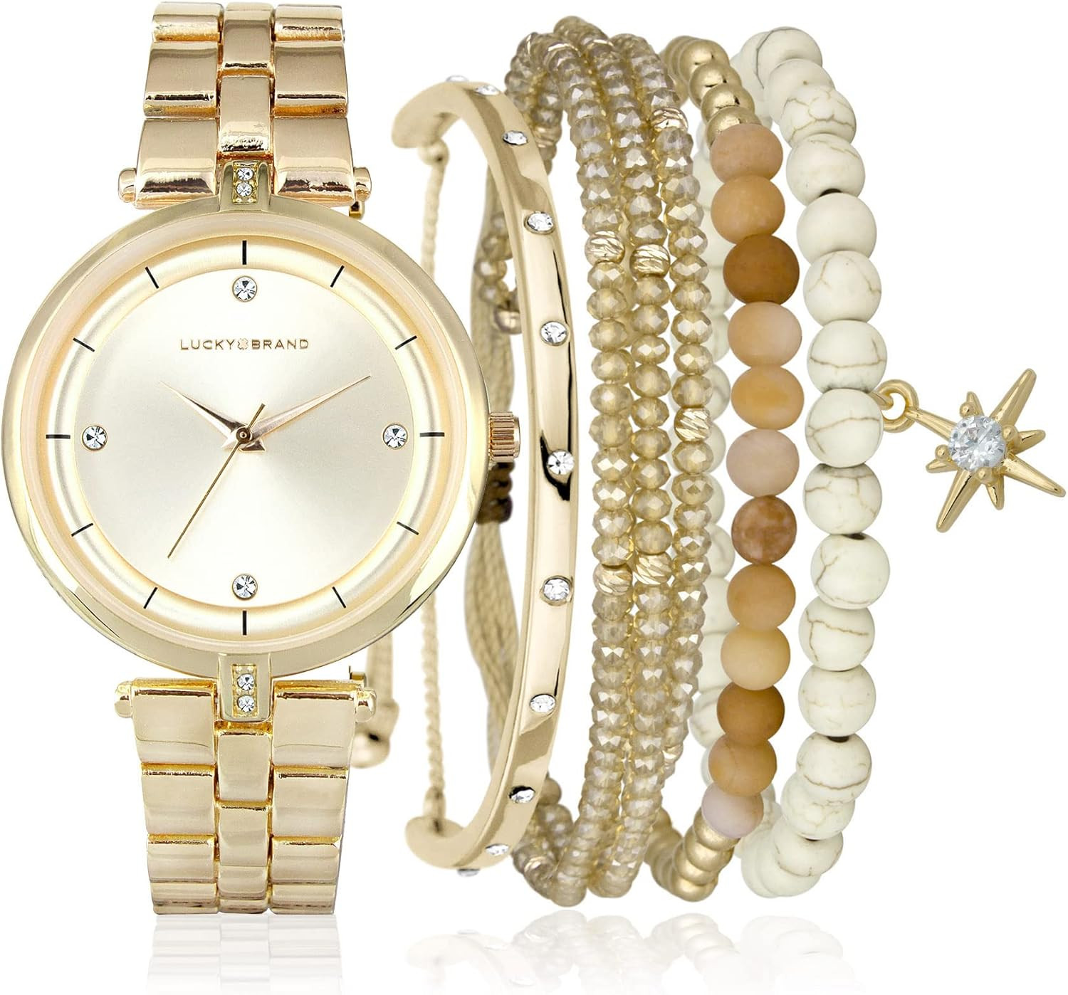 Lucky Brand Watches for Women Fashion Stainless Steel Crystal-Accented Minimalist Quartz Movement... | Amazon (US)