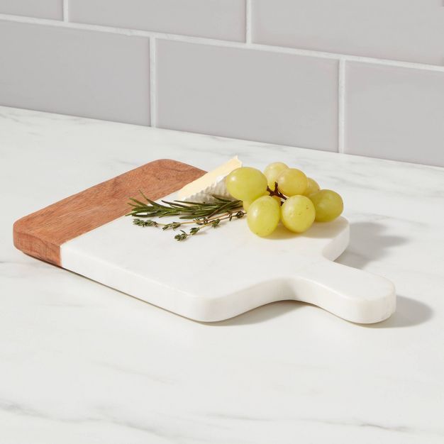 10&#34; x 6&#34; Marble and Wood Serving Board - Threshold&#8482; | Target