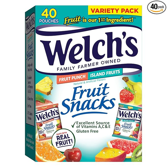 Welch's Fruit Snacks, Fruit Punch & Island Fruits, Individual Single Serve 0.8 oz bags (Pack of 4... | Amazon (US)