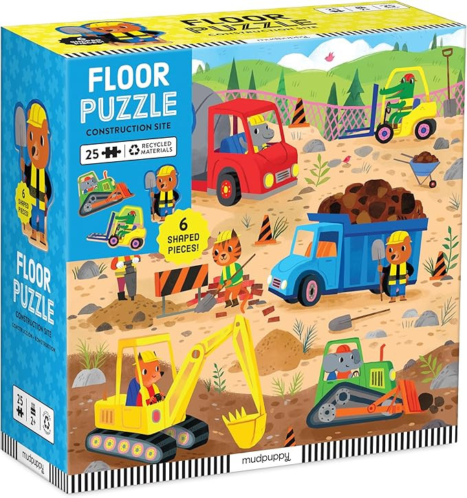 Mudpuppy’s Construction Site 25 Piece Floor Puzzle, Features 25 Colorful, Oversized Pieces, Inc... | Amazon (US)