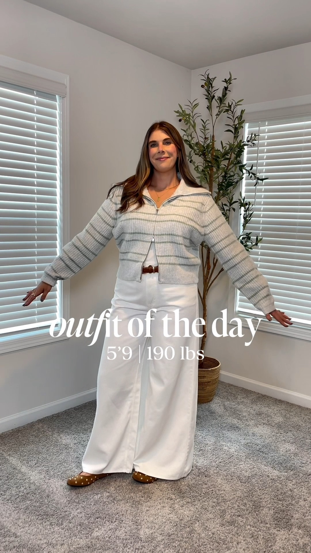 This might be my favorite outfit for fall! I’m loving these white wide leg jeans and the gray and green striped sweater is TOO good! Head to toe in @target 

#LTKTall #LTKMidsize #LTKSeasonal