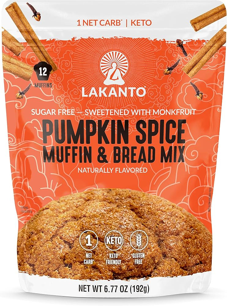 Lakanto Sugar Free Pumpkin Spice Muffin and Bread Mix - Sweetened with Monk Fruit, Keto Diet Frie... | Amazon (US)