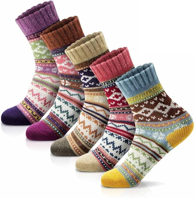 MORECOO Womens Socks Winter - Stocking Stuffers Gifts for Women - Thick Wool Soft Warm Cozy Crew ... | Amazon (US)