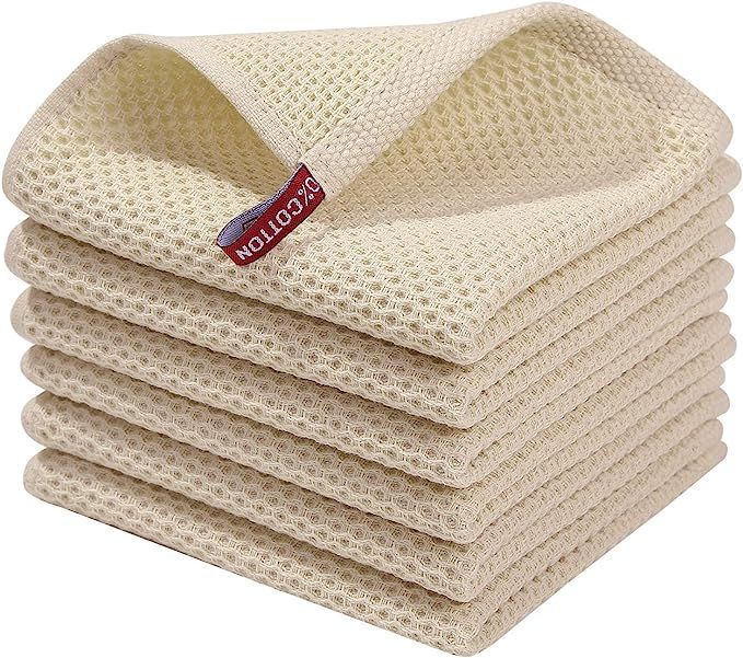 Homaxy 100% Cotton Waffle Weave Kitchen Dish Cloths, Ultra Soft Absorbent Quick Drying Dish Towel... | Amazon (US)